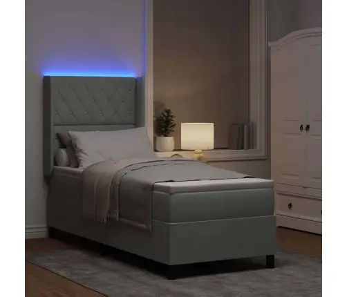 Sienas Gulta Ar Matraču Un Led Gaismu Gaiši Pelēks 80X200 Cm Velvets Vidaxl
