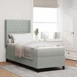 Led Box Spring Gulta Ar Matraci Gaiši Pelēka 80 X 200 Cm Samts Vidaxl