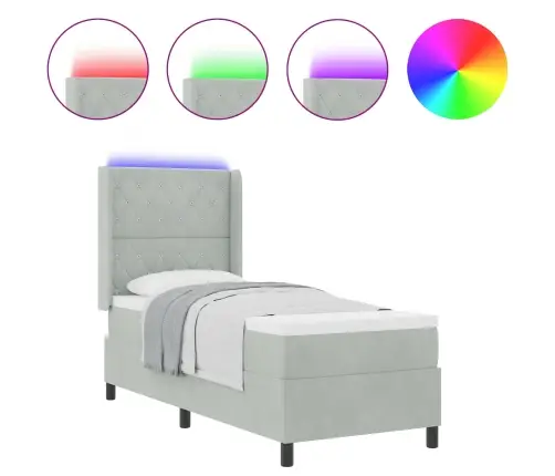 Sienas Gulta Ar Matraču Un Led Gaismu Gaiši Pelēks 80X200 Cm Velvets Vidaxl