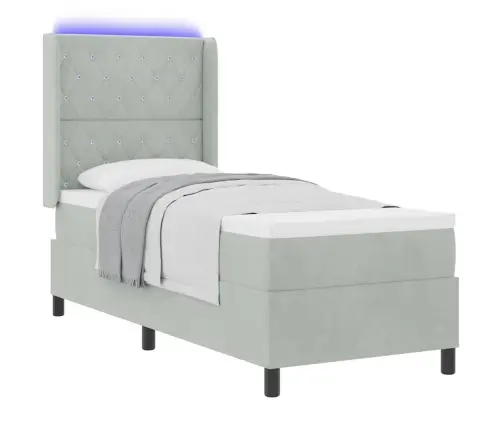 Sienas Gulta Ar Matraču Un Led Gaismu Gaiši Pelēks 80X200 Cm Velvets Vidaxl