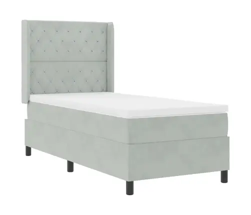 Kiemas Lova Su Čiužiniu Šviesiai Pilka 100 X 200 Cm Aksomas