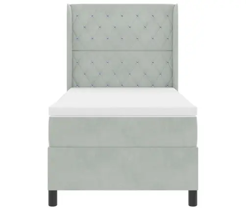 Kiemas Lova Su Čiužiniu Šviesiai Pilka 100 X 200 Cm Aksomas