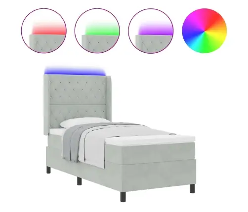 Kiemas Lova Su Čiužiniu Šviesiai Pilka 100 X 200 Cm Aksomas