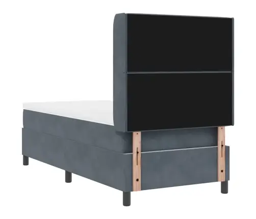 Gultas Šķērsojums Ar Matraču Un Led Tumši Pelēkā 100X200 Cm Samta Vidaxl