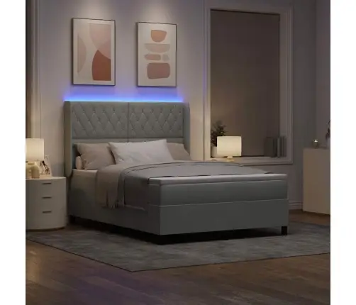 Led Dėžės Spyruoklinė Lova Su Čiužiniu „Argyle“ Šviesiai Pilka