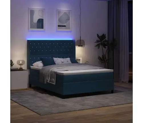 Led Box Spring Gulta Ar Matraci Argyle Zila 140 X 190 Cm Samts Vidaxl