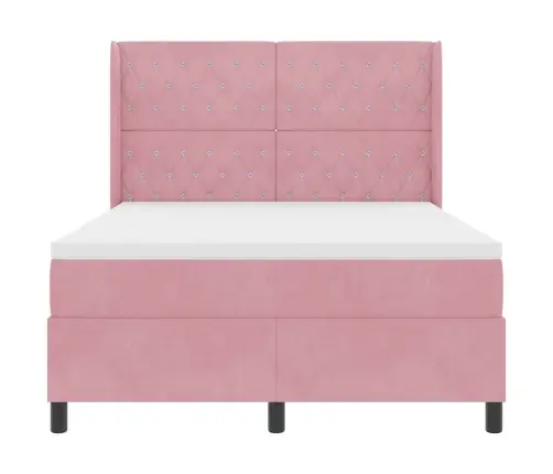 Kiemas Lova Su Galvūgalio Rožinė 140 X 190 Cm Aksomas