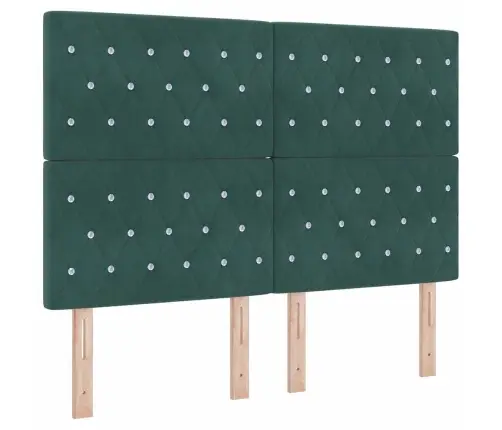 Led Box Spring Gulta Ar Matraci Tumši Zaļa 140 X 200 Cm Samts Vidaxl