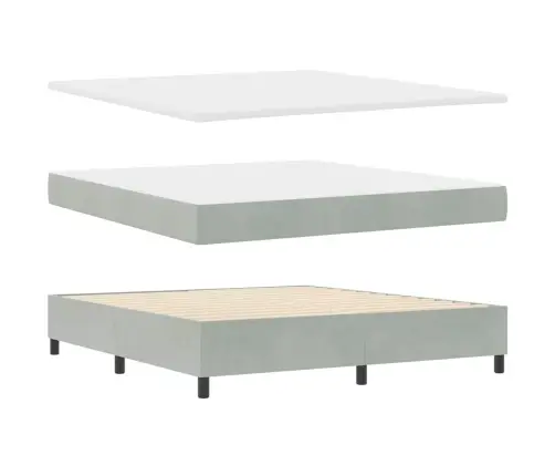 Box Spring Gulta Ar Matraci Un Led Gaismu Gaiši Pelēkā Krāsā 180X200 Cm Samts Vidaxl