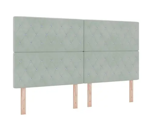 Box Spring Gulta Ar Matraci Un Led Gaismu Gaiši Pelēkā Krāsā 180X200 Cm Samts Vidaxl