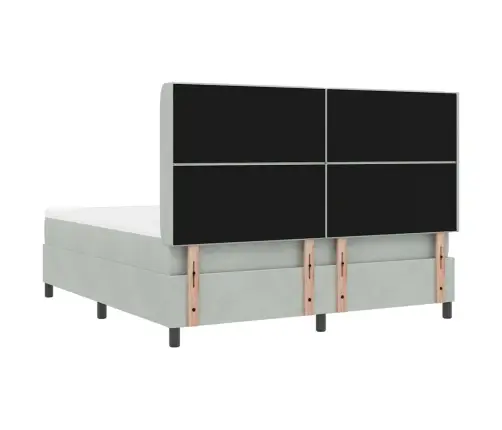Box Spring Gulta Ar Matraci Un Led Gaismu Gaiši Pelēkā Krāsā 180X200 Cm Samts Vidaxl