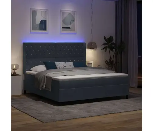 Gultas Atsperes Ar Matraču Un Led Tumši Pelēka 180X200 Cm Samts Vidaxl