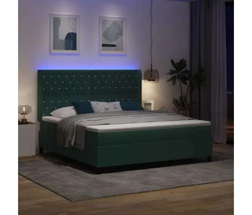 Led Dėžės Spyruoklinė Lova Su Čiužiniu „Argyle“ Tamsiai Žalia