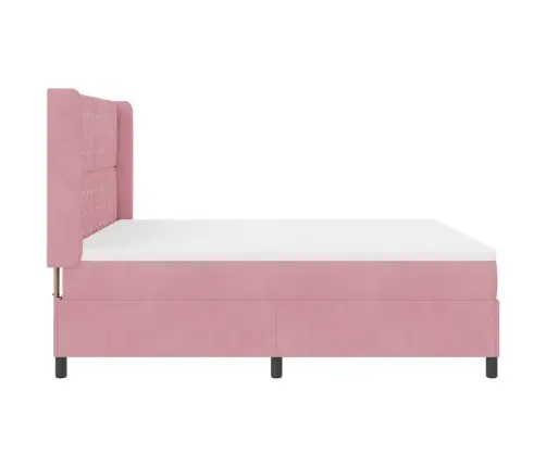 Kastītes Atsperu Gulta Ar Matraci Rozā 180 X 200 Cm Samts Vidaxl