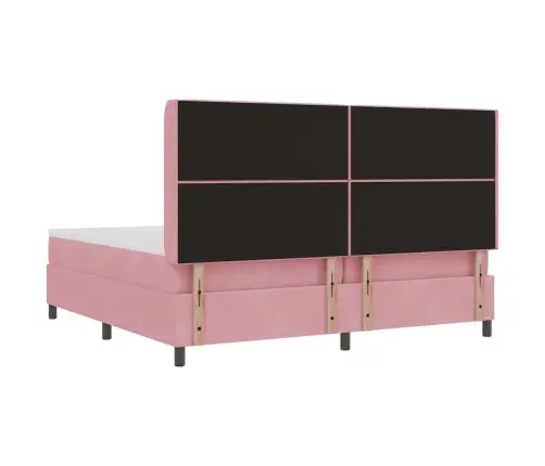 Kastītes Atsperu Gulta Ar Matraci Rozā 200 X 200 Cm Samts Vidaxl