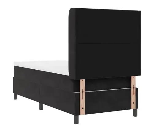 Kastītes Atsperu Gulta Ar Matraci Melna 80 X 200 Cm Samts Vidaxl