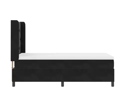 Kastītes Atsperu Gulta Ar Matraci Melna 80 X 200 Cm Samts Vidaxl