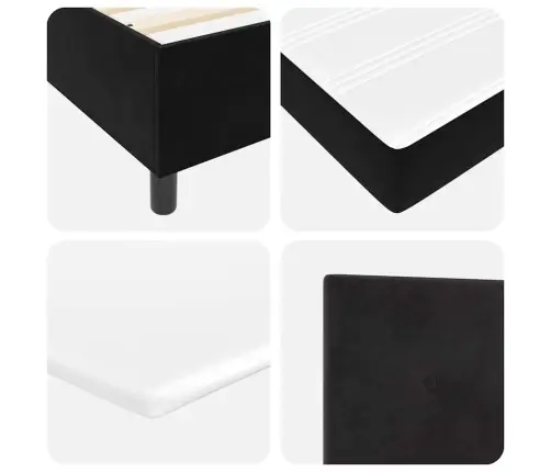 Gultas Rāmja Gulta Ar Matrači Un Led Melna 100X200 Cm Samts Vidaxl