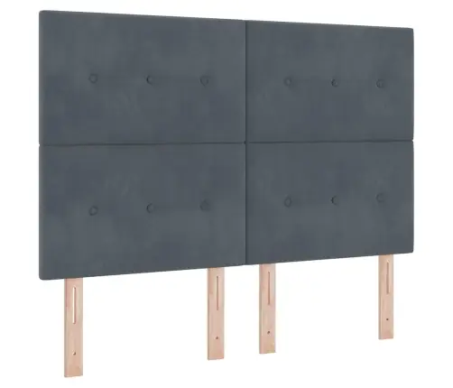 Kastītes Atsperu Gulta Tumši Pelēks 140 X 190 Cm Samts Vidaxl