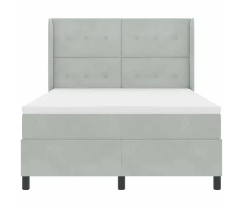 Box Spring Gulta Ar Matraču Un Led Apgaismojumu Gaiši Pelēka 160X200 Cm Samts Vidaxl