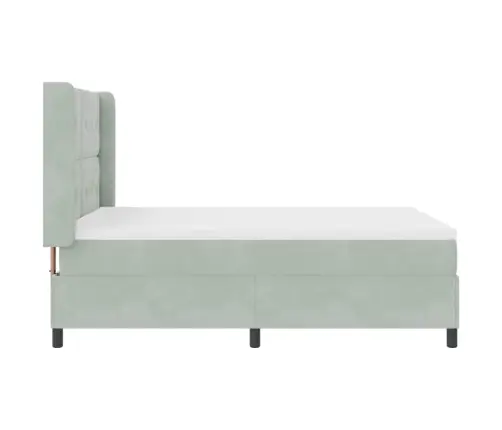 Box Spring Gulta Ar Matraču Un Led Apgaismojumu Gaiši Pelēka 160X200 Cm Samts Vidaxl