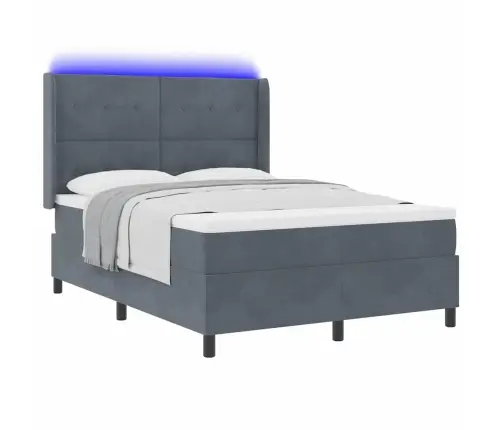 Gultas Pamats Ar Matraci Un Led Tumši Pelēks 160X200 Cm Samts Vidaxl