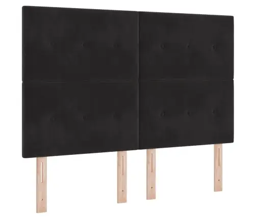 Kastītes Atsperu Gulta Ar Matraci Melna 160 X 200 Cm Samts Vidaxl