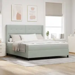 Kastītes Atsperu Gulta Ar Led Gaiši Pelēks 180 X 200 Cm Samts Vidaxl