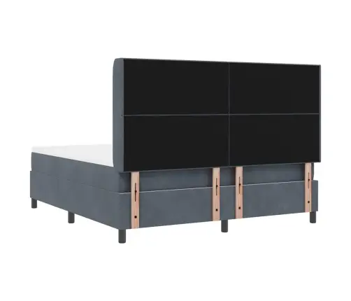 Kastītes Atsperu Gulta Ar Led Tumši Pelēks 180 X 200 Cm Samts Vidaxl