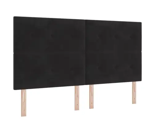 Kiemas Lova Su Čiužiniu Su Led Juoda 180 X 200 Cm Aksomas