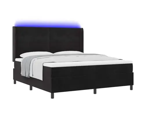Kiemas Lova Su Čiužiniu Su Led Juoda 180 X 200 Cm Aksomas