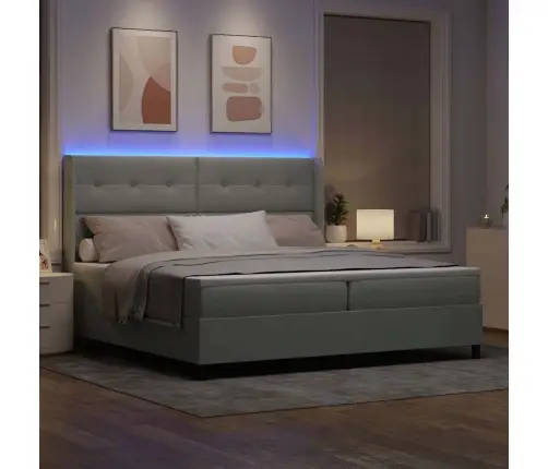 Gultas Rāmja Gulta Ar Matraci Un Led Gaismu Pelēkā Krāsā 200X200 Cm No Samta Vidaxl