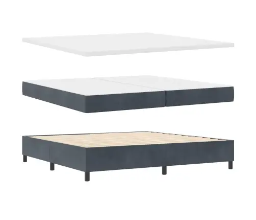 Gultas Pamats Ar Matraču Un Led Tumši Pelēks 200X200 Cm Samtā Vidaxl