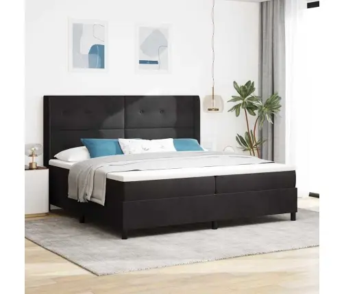 Gultas Atsperes Ar Matraci Un Led Melns 200X200 Cm Samts Vidaxl
