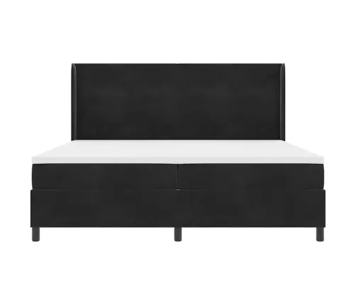 Gultas Atsperes Ar Matraci Un Led Melns 200X200 Cm Samts Vidaxl