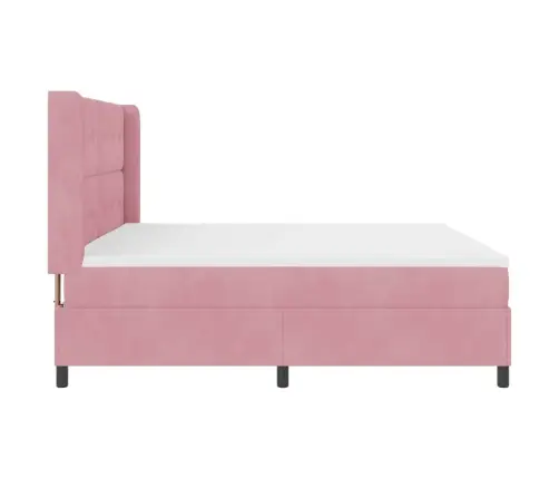 Kastītes Atsperu Gulta Ar Matraci Rozā 200 X 200 Cm Samts Vidaxl