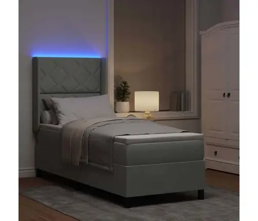 Led Kastvedru Voodi Madratsiga Peaga Helehall 80 X 200 Cm Samet