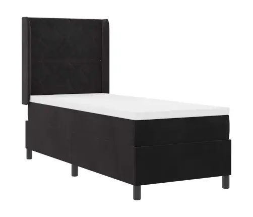 Led Box Spring Gulta Ar Matraci Melna 80 X 200 Cm Samts Vidaxl