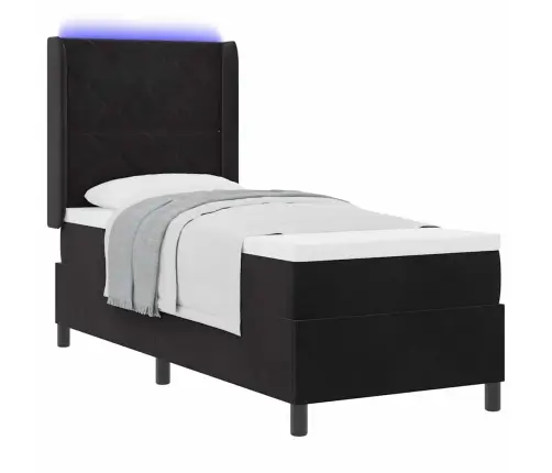 Led Box Spring Gulta Ar Matraci Melna 80 X 200 Cm Samts Vidaxl