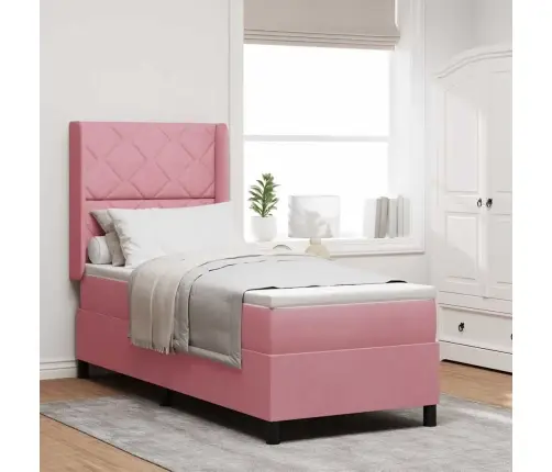 Led Box Spring Gulta Ar Matraci Rozā 80 X 200 Cm Samts Vidaxl