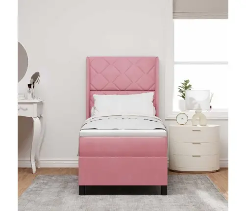 Led Box Spring Gulta Ar Matraci Rozā 80 X 200 Cm Samts Vidaxl