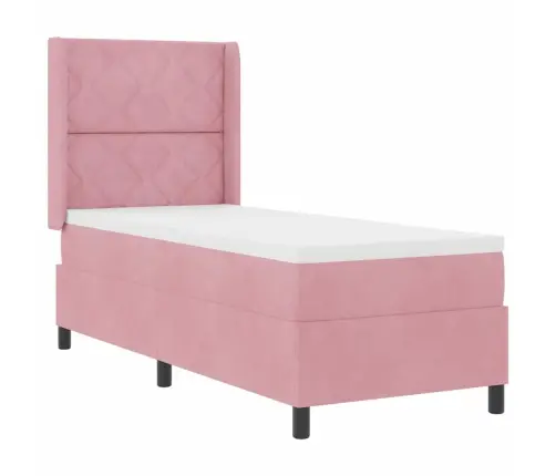 Led Box Spring Gulta Ar Matraci Rozā 80 X 200 Cm Samts Vidaxl