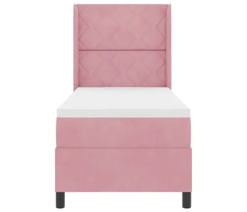 Led Box Spring Gulta Ar Matraci Rozā 80 X 200 Cm Samts Vidaxl