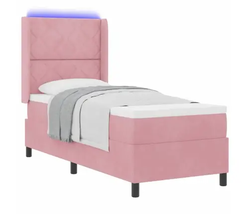 Led Box Spring Gulta Ar Matraci Rozā 80 X 200 Cm Samts Vidaxl