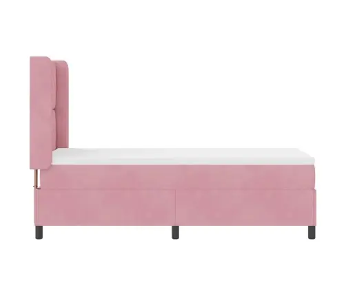 Led Box Spring Gulta Ar Matraci Rozā 80 X 200 Cm Samts Vidaxl