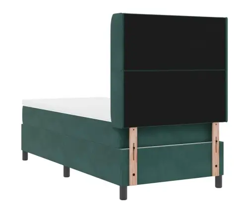 Led Box Spring Gulta Ar Matraci Tumši Zaļš 90 X 190 Cm Samts Vidaxl