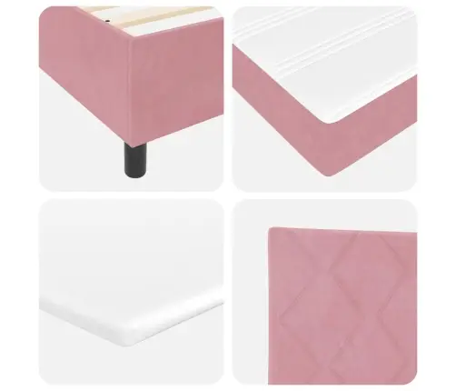 Led Box Spring Gulta Ar Matraci Rozā 100 X 200 Cm Samts Vidaxl