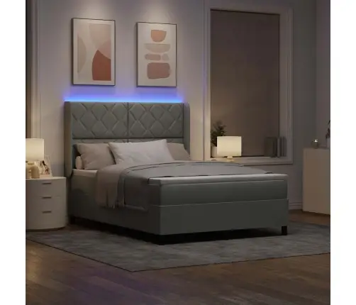 Led Kastvedru Voodi Madratsiga Helehall 160 X 200 Cm Samet