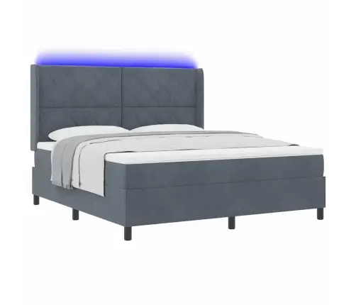 Kiemas Lova Su Čiužiniu Tamsiai Pilka 180 X 200 Cm Aksomas