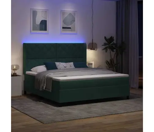 Led Kastvedru Voodi Madratsiga Tume Rohelise 180 X 200 Cm Samet